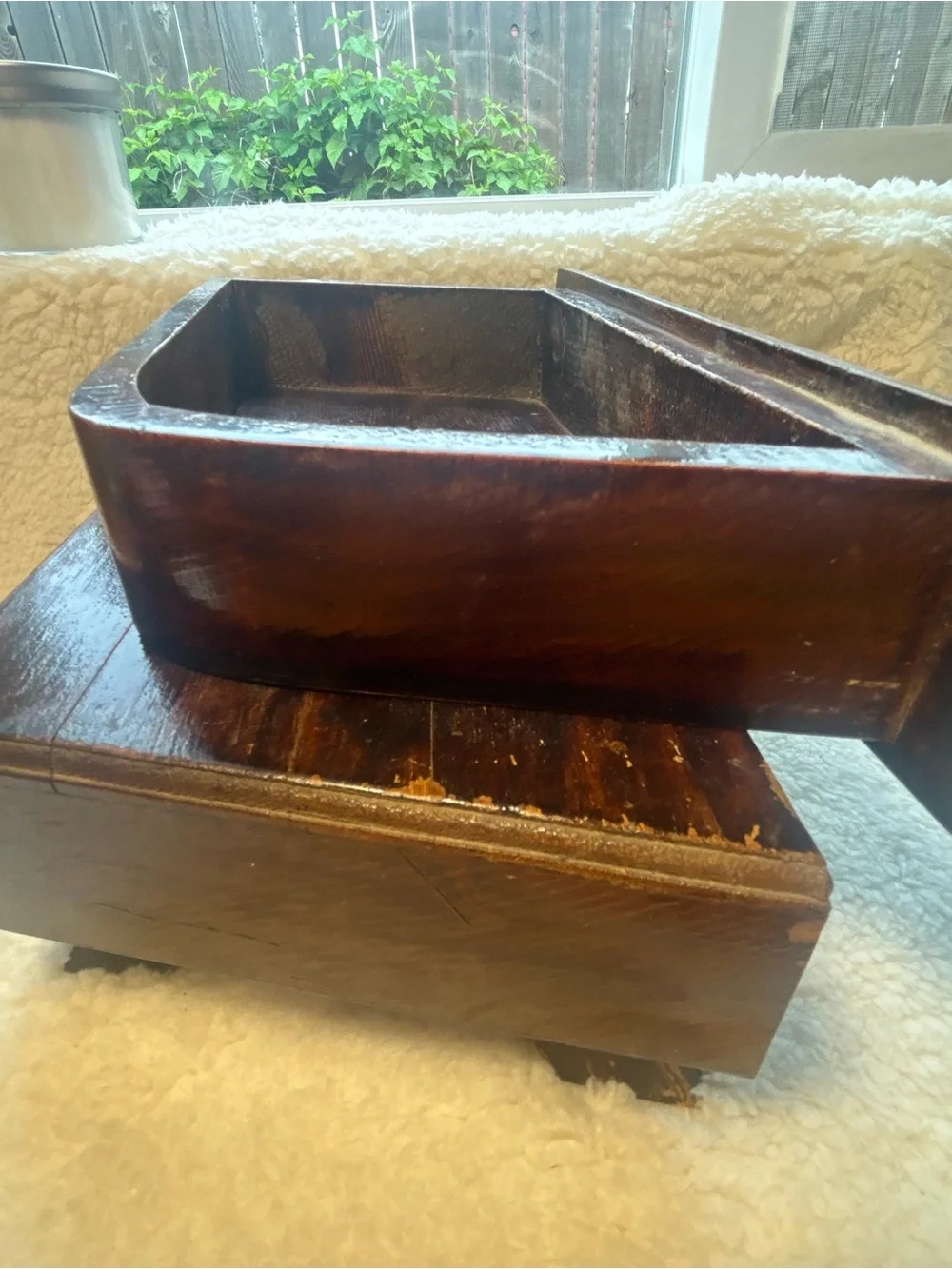 Vintage Wooden Slant Top Desk Box with Pull Out Drawer- primitive rustic storage